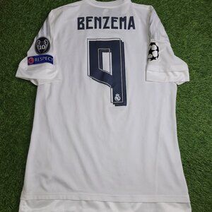 Benzema Real Madrid 2015 2016 UEFA ADIZERO PLAYER ISSUE Soccer Jersey Shirt L